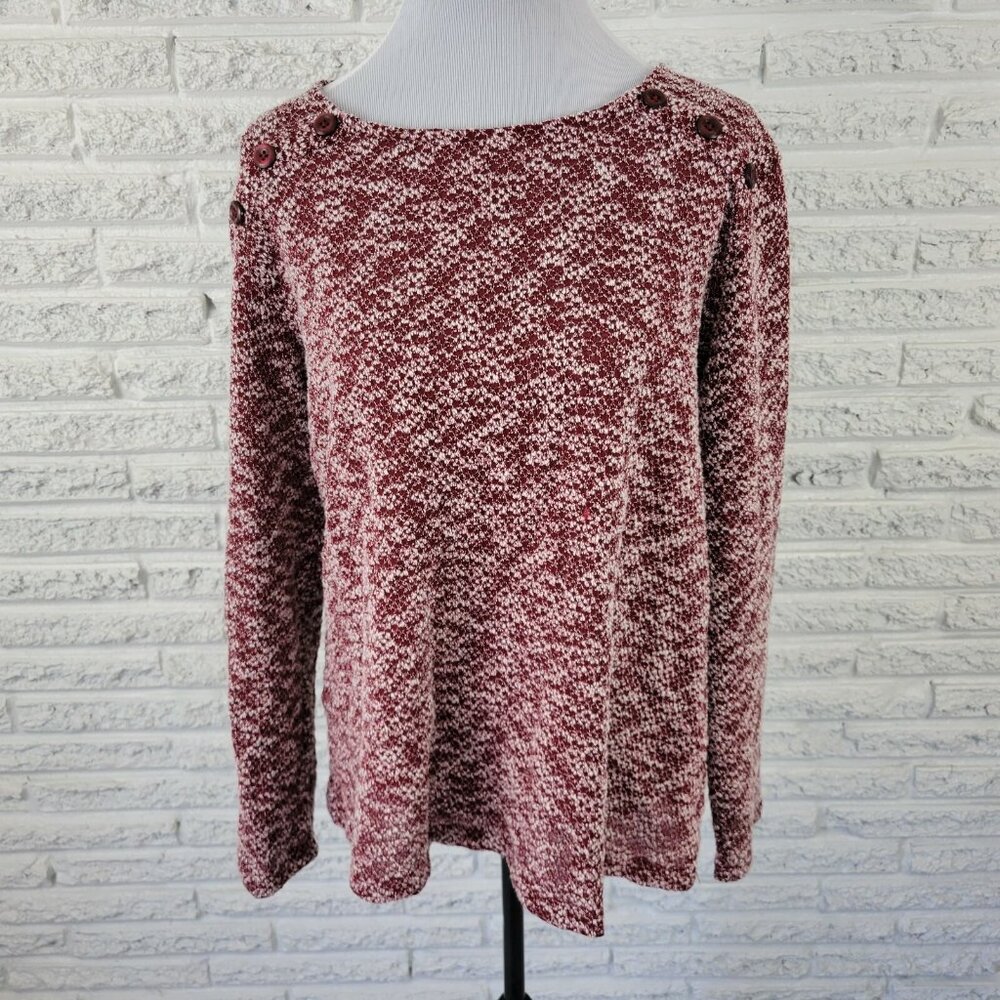 Christopher Banks Womens Top Extra Large Burgundy Semi Sheer Knit BUR11E